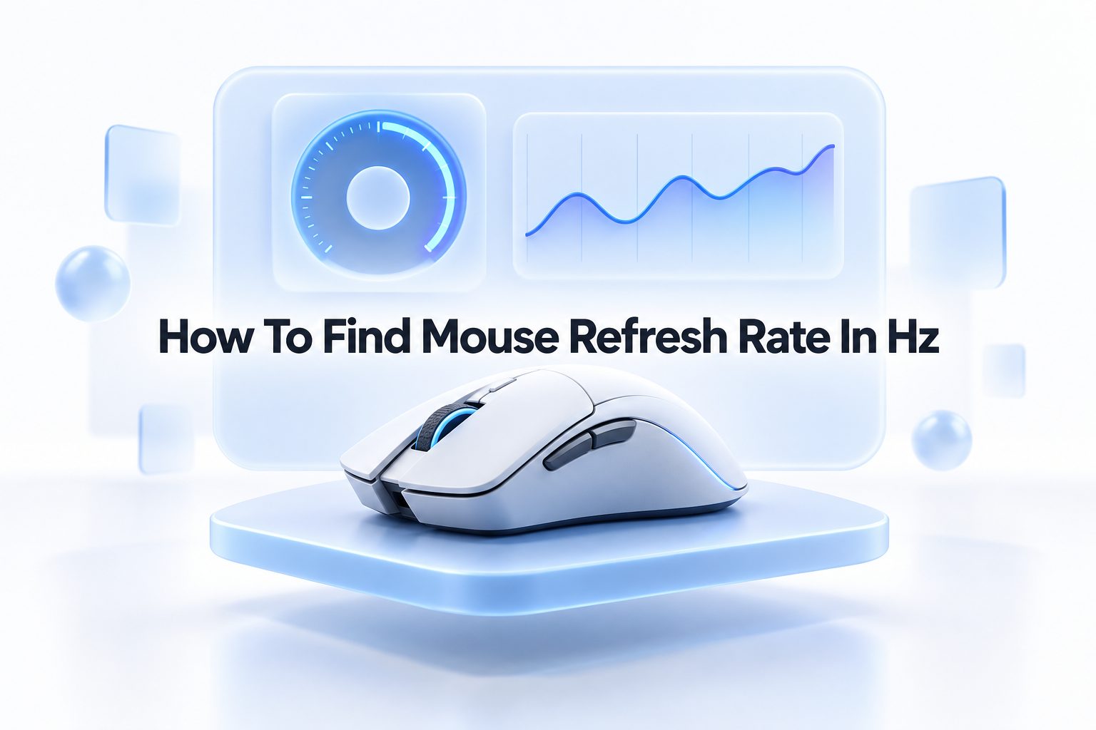 Gaming mouse beside a screen showing a 1000 Hz refresh-rate test result